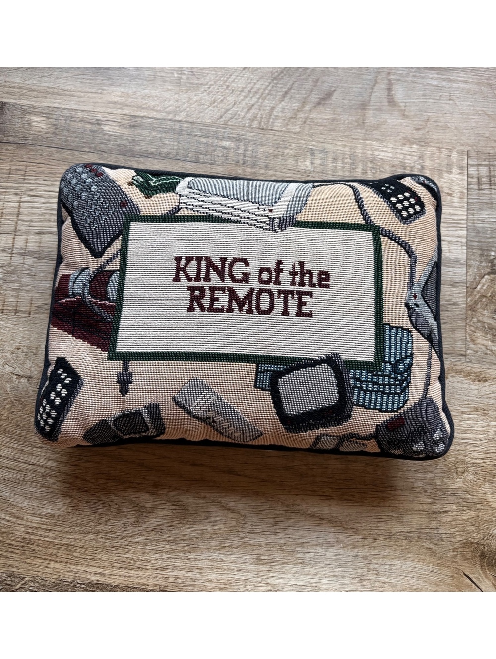 King of the Remote Decorative Pillow with Remote Control Design